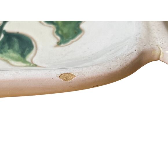 Italian Hand Painted Ceramic Divided Serving Tray Handle Vegetables Vintage - Picture 3 of 4